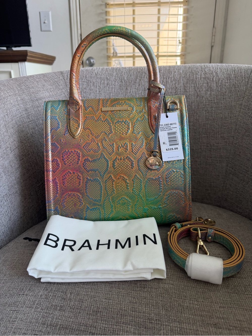 NWT Brahmin small Caroline “Delight all over Snake” satchel